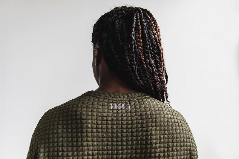 Olive Nobull WoQuilted Crew Pullover Women's Hoodie | CA F2194D